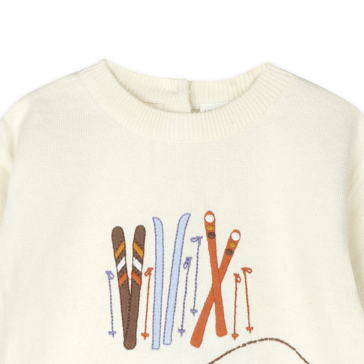 Ski Club Embroidered Baby Knit Pullover (Organic Cotton)