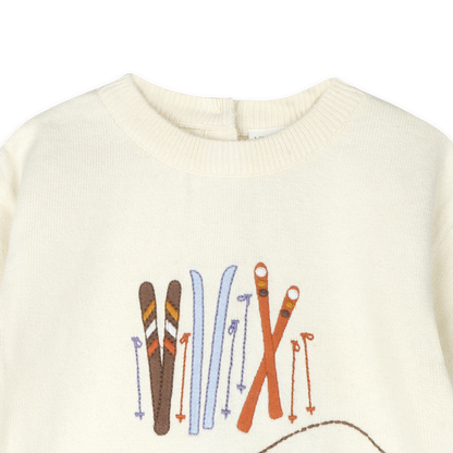 Ski Club Embroidered Baby Knit Pullover (Organic Cotton)
