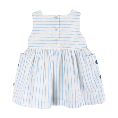 Seashells Embroidered Striped Baby Dress + Bloomer (Organic)