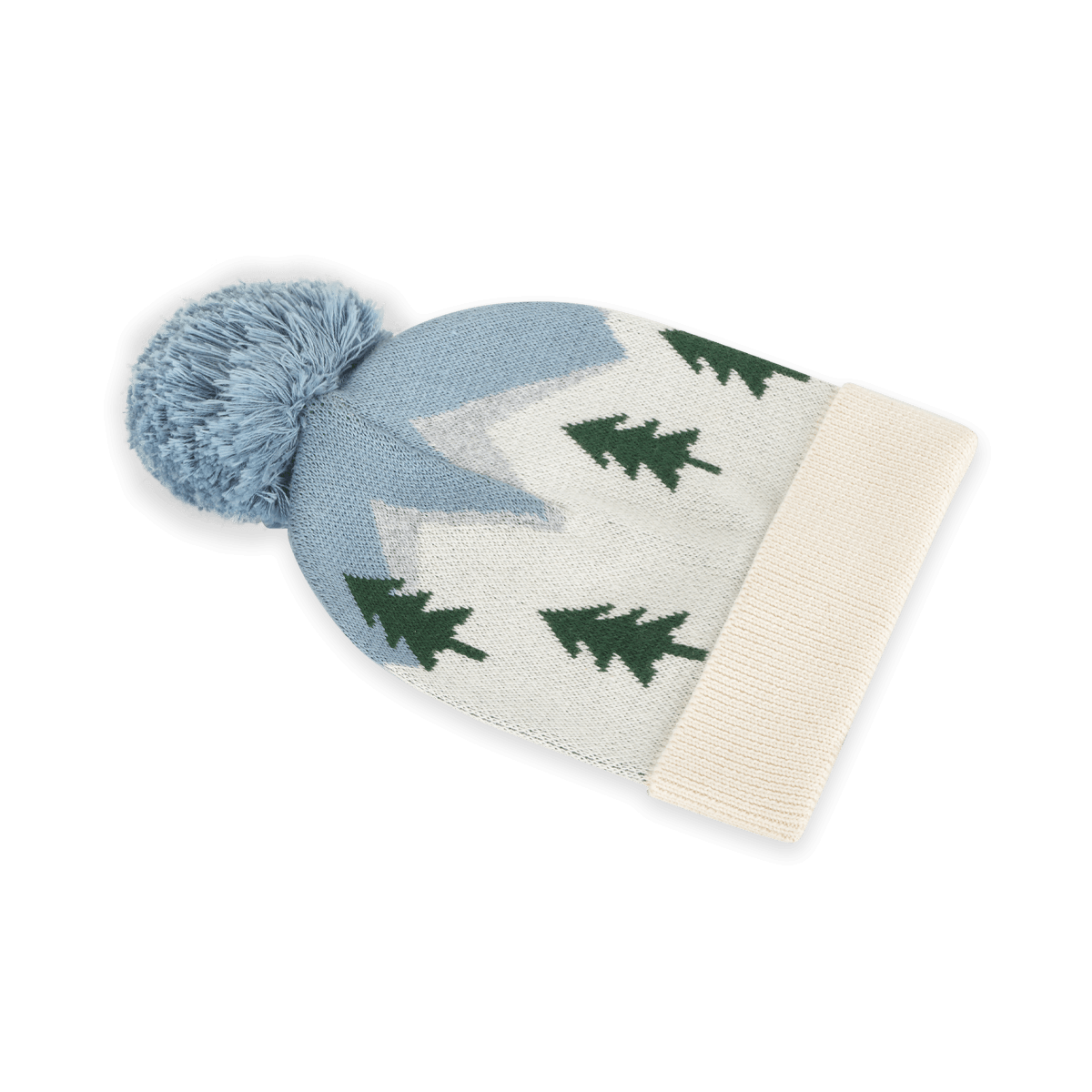 Ski Alpine Peaks Knit Baby Beanie with Pom (Organic Cotton)