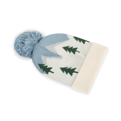 Ski Alpine Peaks Knit Baby Beanie with Pom (Organic Cotton)