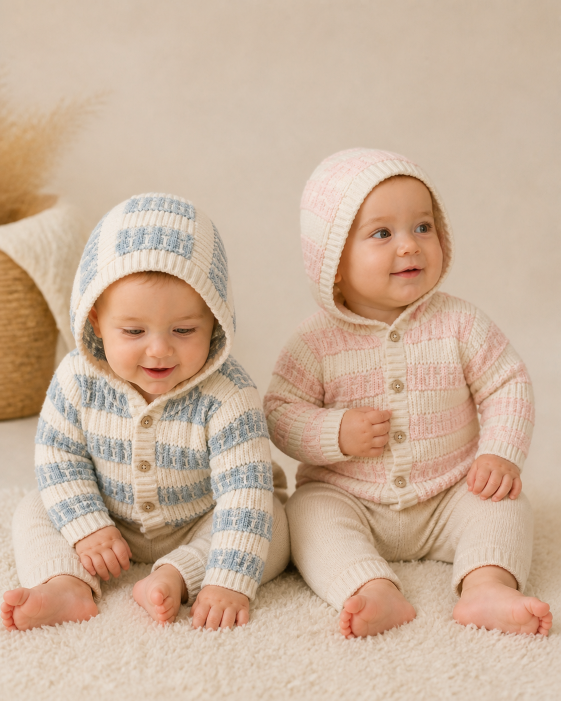 Textured Knit Baby Hooded Jacket - 2 Colors (Organic Cotton)