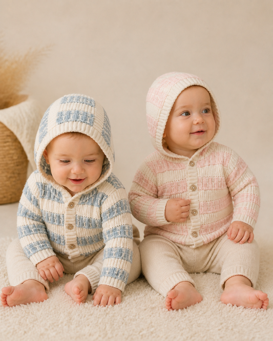 Textured Knit Baby Hooded Jacket - 2 Colors (Organic Cotton)
