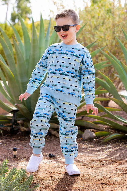 French Terry Sporty Sweatsuit Bundle_Blue Classic Cars