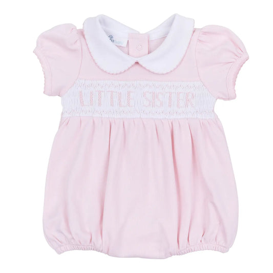 Magnolia Baby Little Sister/Little Brother Short Sleeve Smocked Bubble