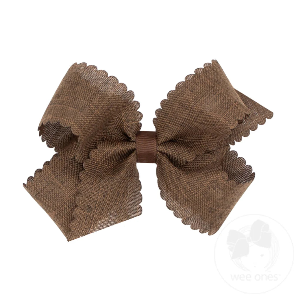 Linen Scalloped Edge Hair Bow