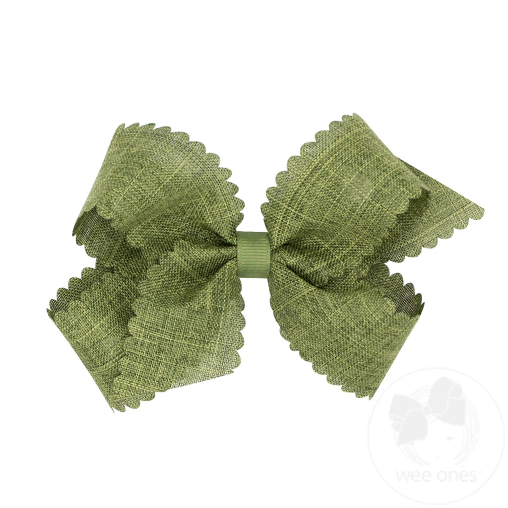 Linen Scalloped Edge Hair Bow