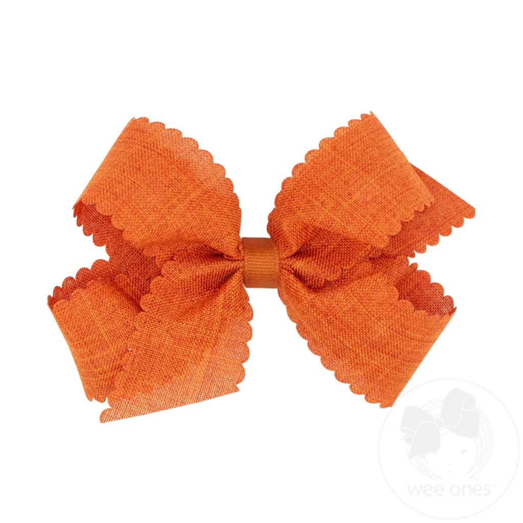 Linen Scalloped Edge Hair Bow