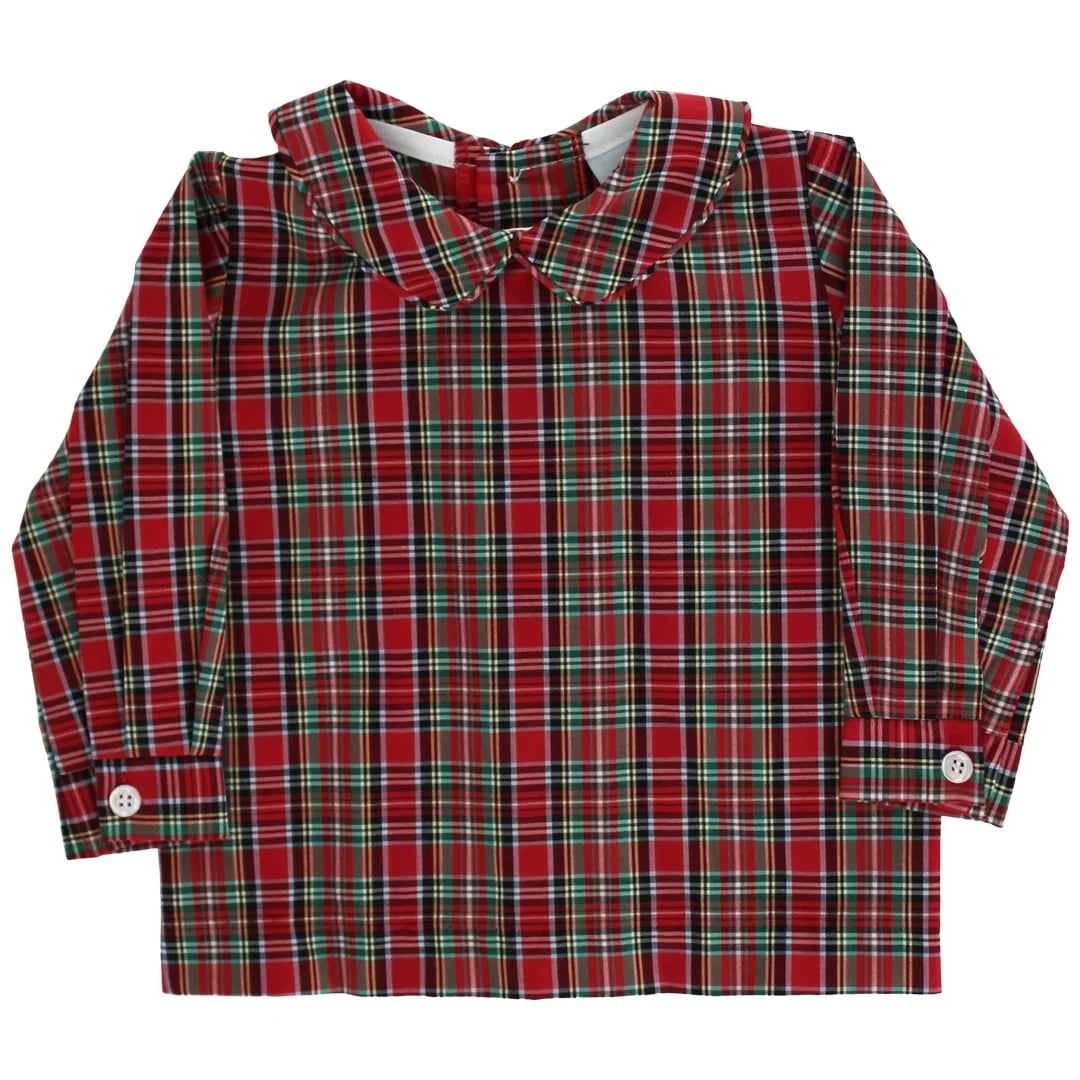 Tartan with Navy Cord Boys Piped Shirt