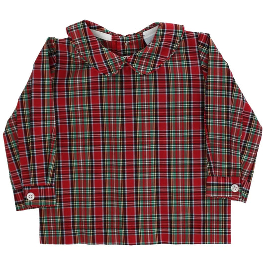 Tartan with Navy Cord Boys Piped Shirt