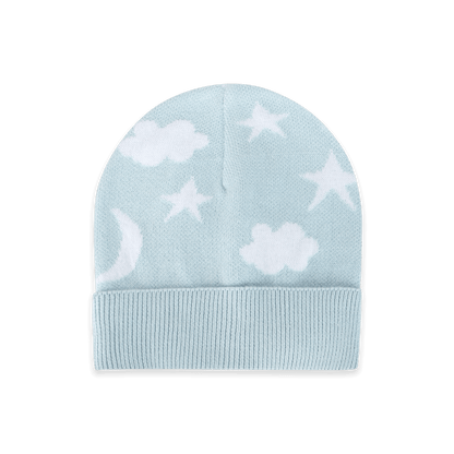 Moon & Stars Dream Knit Round Baby Beanie (Organic Cotton)