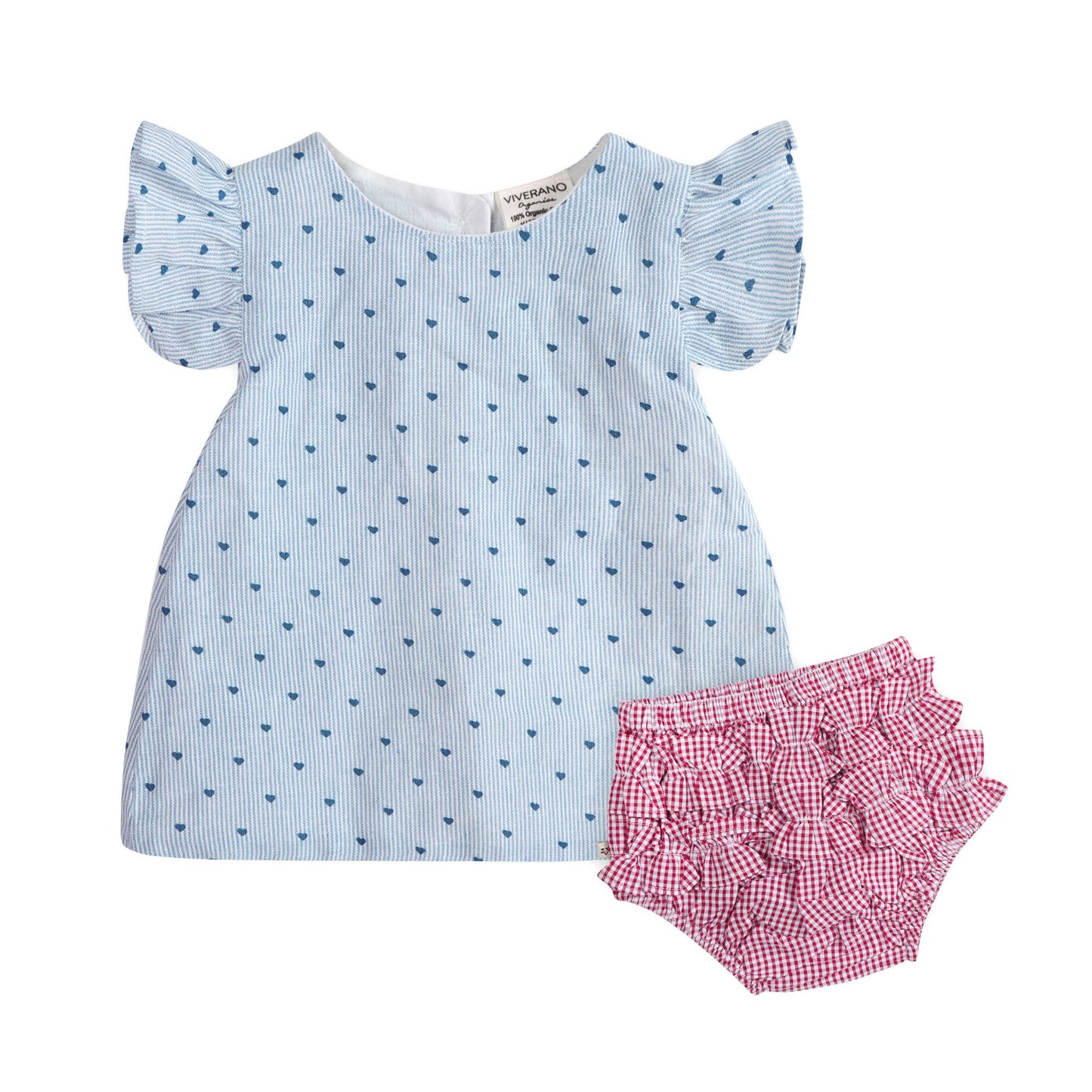 Emery Hearts Baby Ruffled Sleeve Top + Bloomer (Organic)