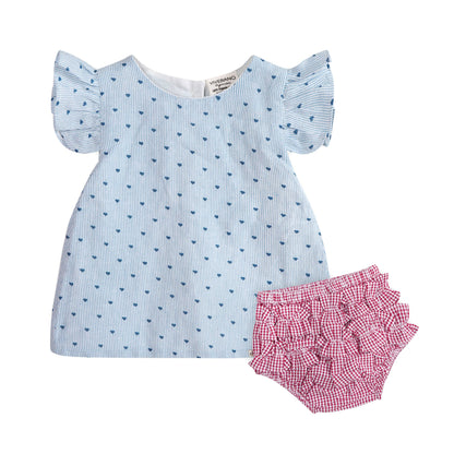 Emery Hearts Baby Ruffled Sleeve Top + Bloomer (Organic)