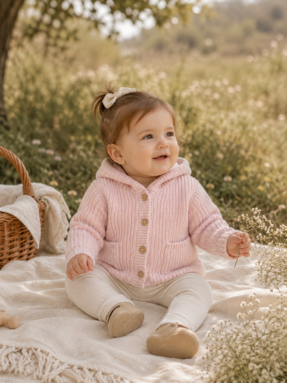 Milan Knit Baby Hooded Button Jacket (Organic Cotton)