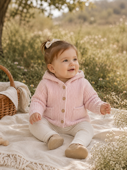 Milan Knit Baby Hooded Button Jacket (Organic Cotton)