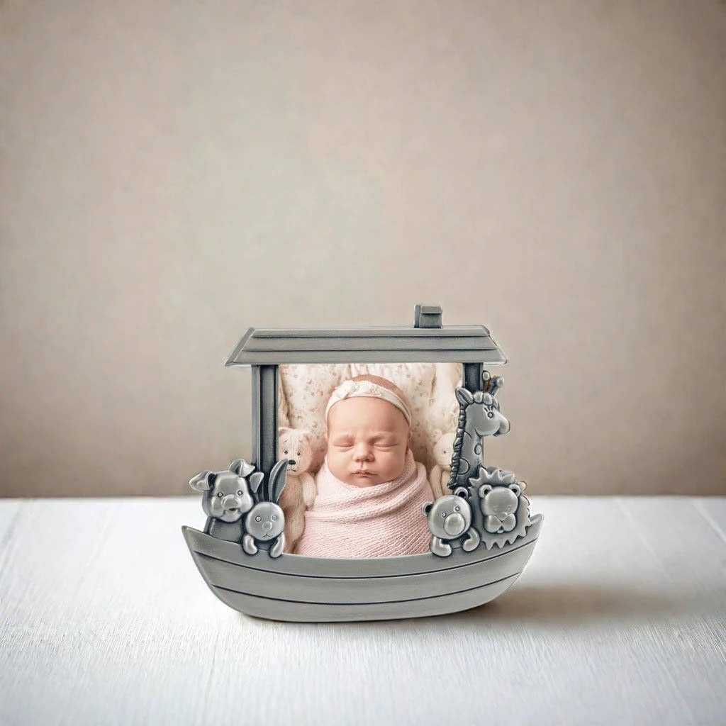 Noah's Ark Themed Pewter Photo Frame - 3" x 3