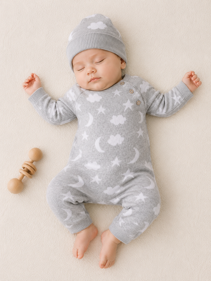 Moon & Stars Dream Knit Jumpsuit Romper (Organic Cotton)