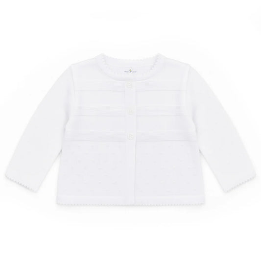 Florence Eiseman White Three Button Cardigan Sweater