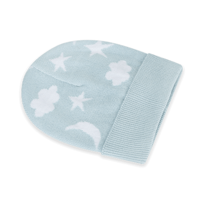 Moon & Stars Dream Knit Round Baby Beanie (Organic Cotton)