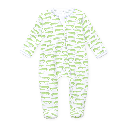 Magnolia Baby Bayou Baby Print Zip Footie - Light Blue