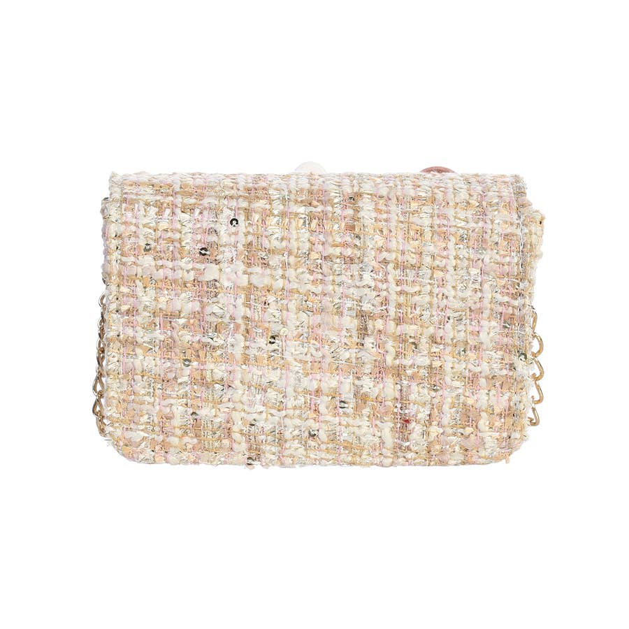 Dear Ellie Mini Tweed Purse with Charms and Gold Twist Closure