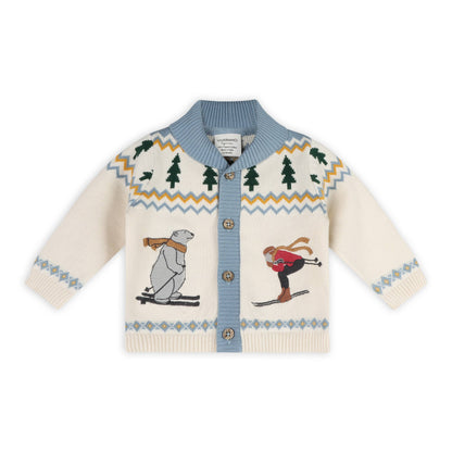Ski Shawl Collar Baby Knit Cardigan (Organic Cotton)