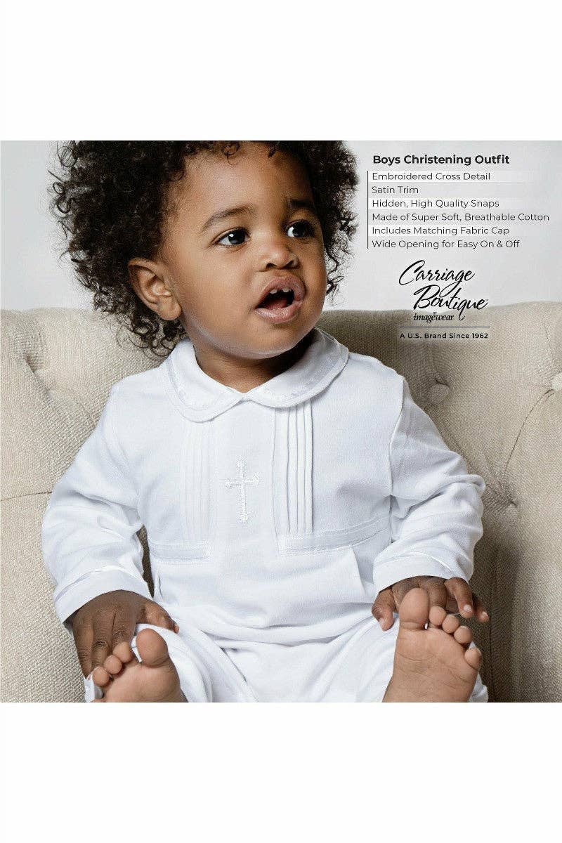 Boys' Long Christening & Baptism Outfit Set – Soft Cotton with Cross by Carriage Boutique