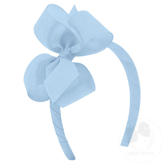 Medium Classic Grosgrain Girls Hair Bow on Headband