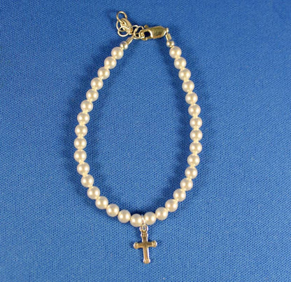 Pearl Bracelet with Sterling Silver Cross