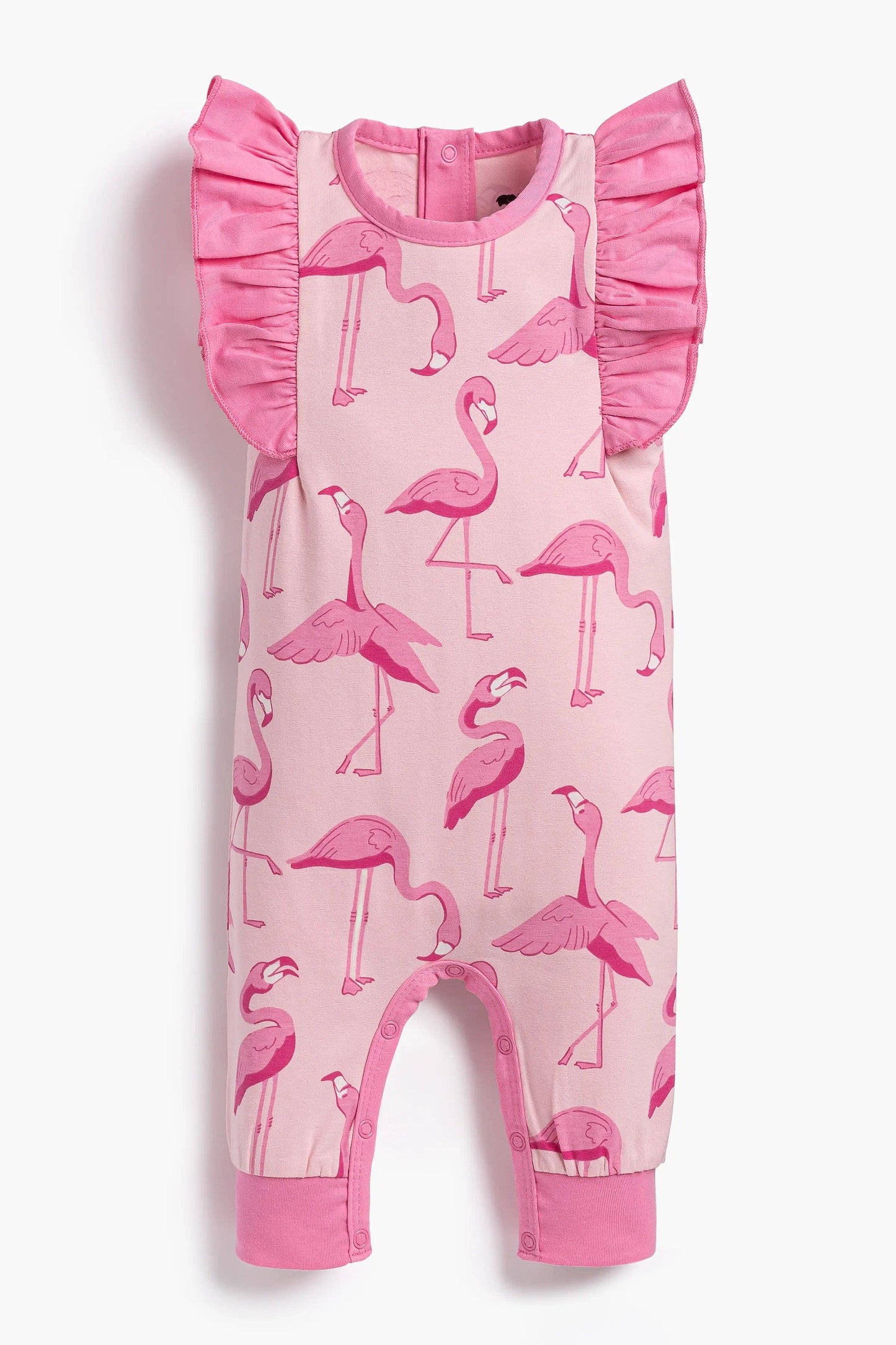 Sleeveless Ruffle Romper_Pink Flamingos