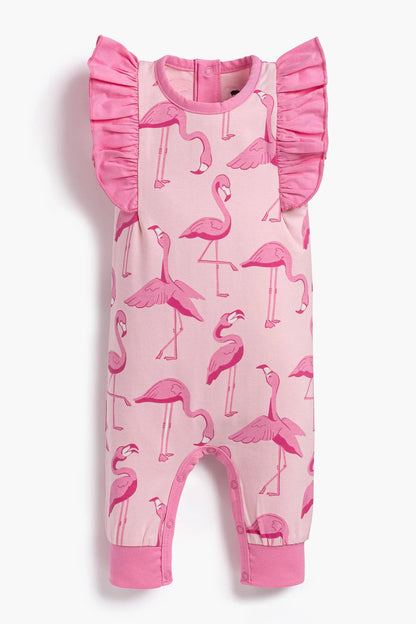 Sleeveless Ruffle Romper_Pink Flamingos