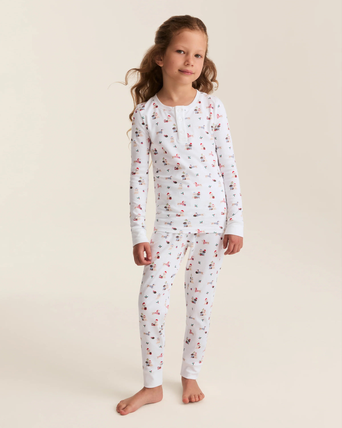 Petite Plum Pima Snug Fit Pajama Set in Woof de Noel