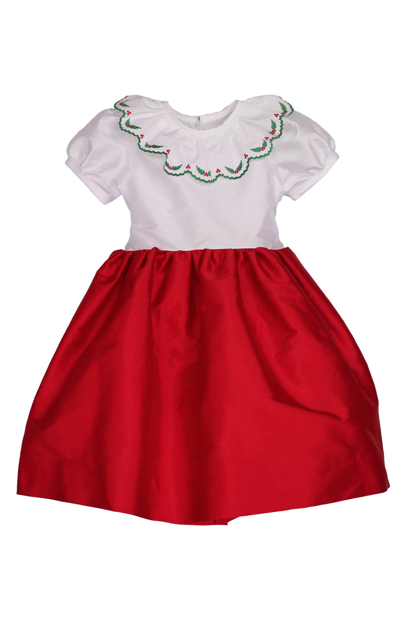 Susanne Lively White/Red Dress with Collar and Sleeves