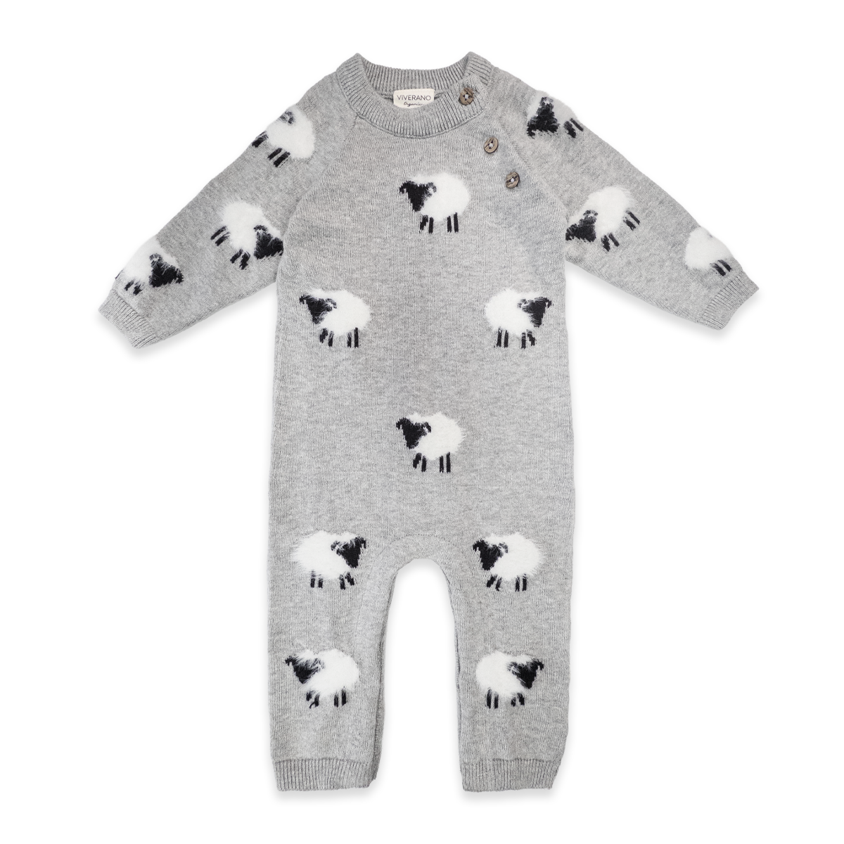 Furry Sheep 3D Jacquard Sweater Knit Baby Jumpsuit (Organic)