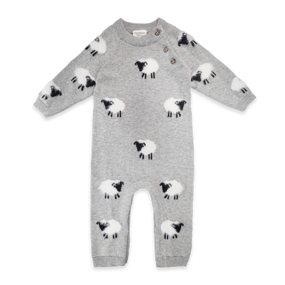 Furry Sheep 3D Jacquard Sweater Knit Baby Jumpsuit (Organic)