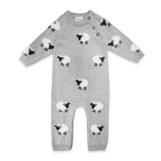 Furry Sheep 3D Jacquard Sweater Knit Baby Jumpsuit (Organic)