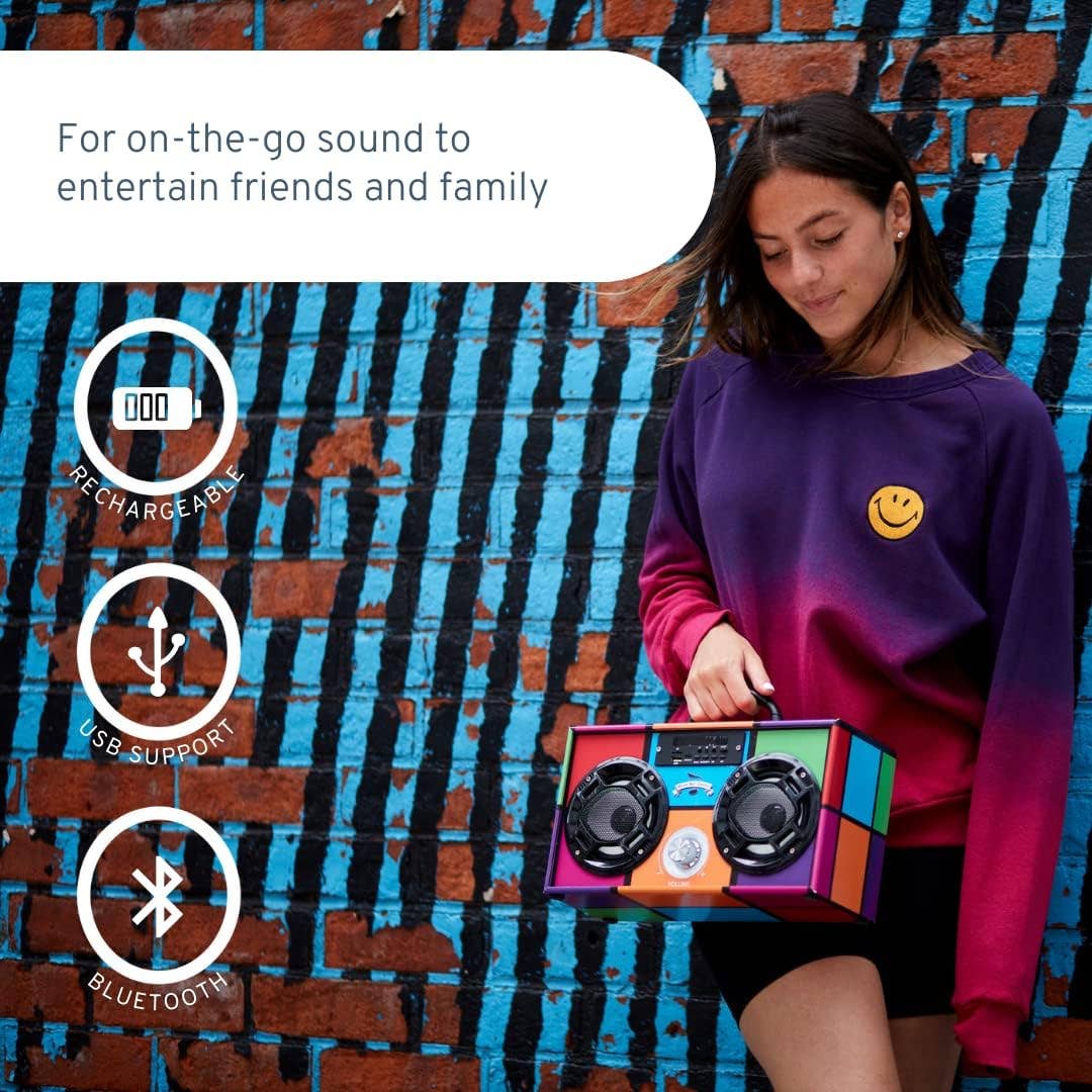 Retro 90's Wireless Boombox with FM Radio