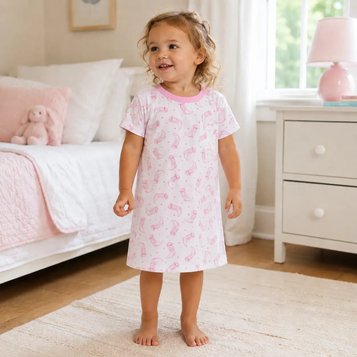 Magnolia Baby Darling Cowboys Boots Nightdress-Pink