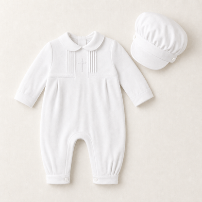 Boys' Long Christening & Baptism Outfit Set – Soft Cotton with Cross by Carriage Boutique