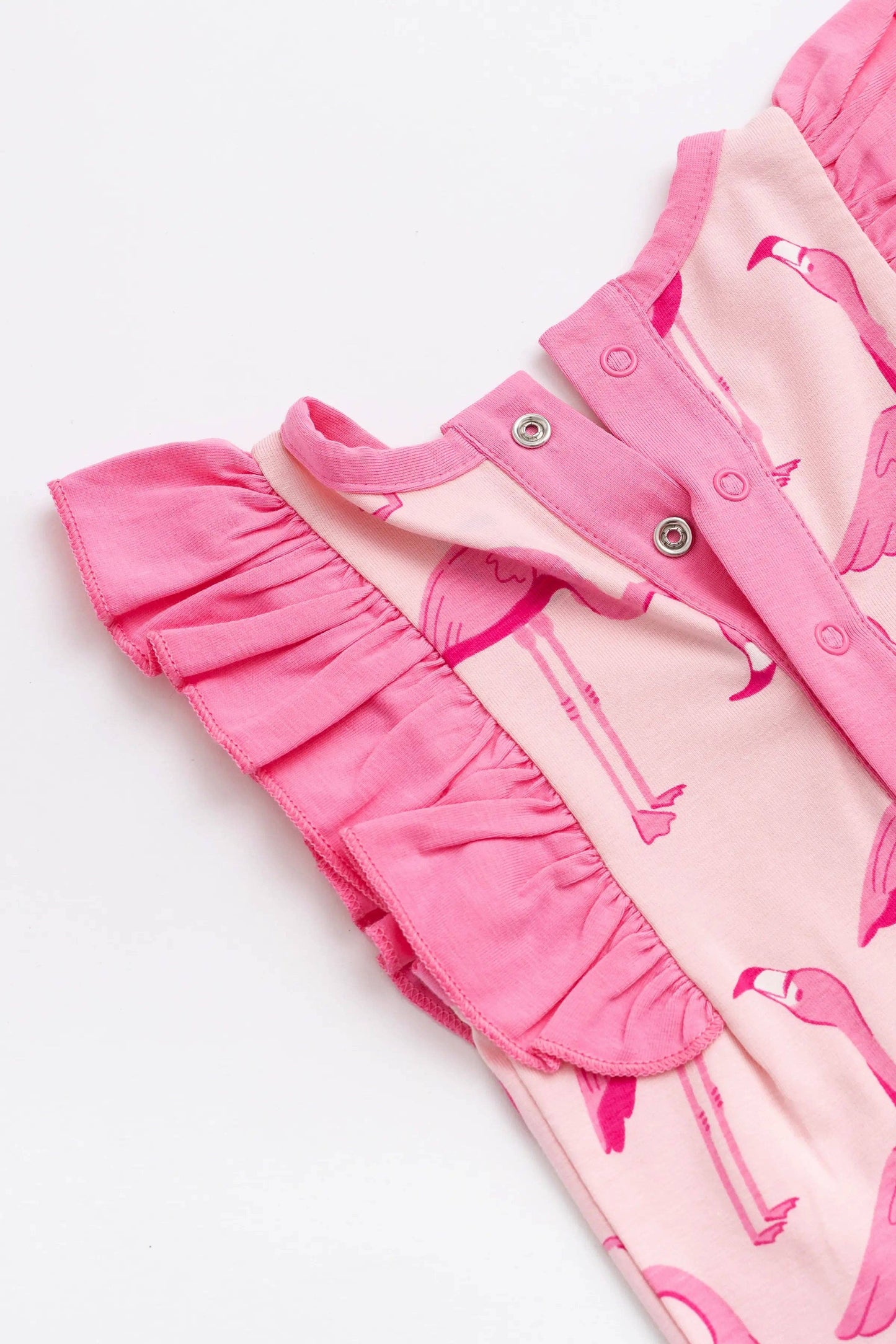 Sleeveless Ruffle Romper_Pink Flamingos