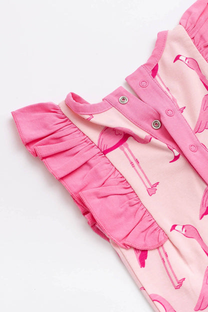 Sleeveless Ruffle Romper_Pink Flamingos