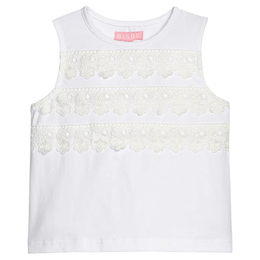 Bisby Sleeveless Tank White Eyelet Stripe
