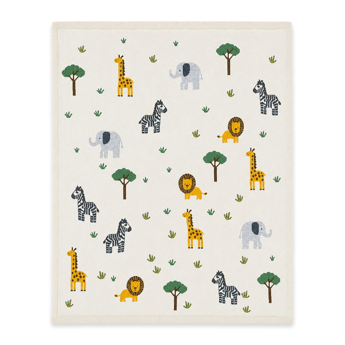 Jungle Pals - Organic Cotton Jacquard Knit Baby Blanket
