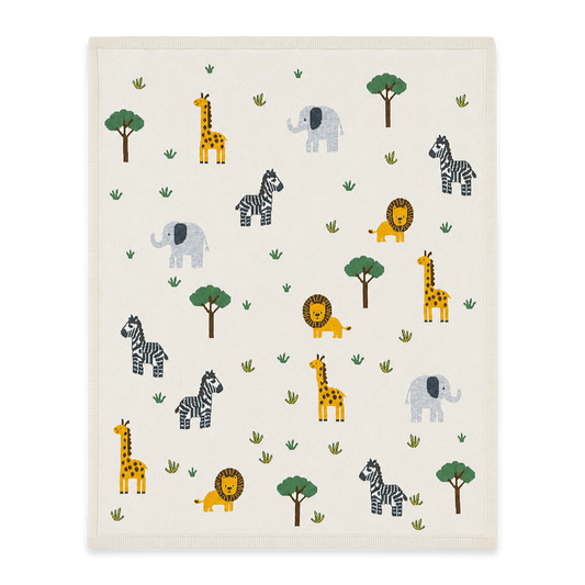 Jungle Pals - Organic Cotton Jacquard Knit Baby Blanket