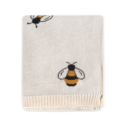 Bee - Organic Cotton Jacquard Sweater Knit Baby Blanket