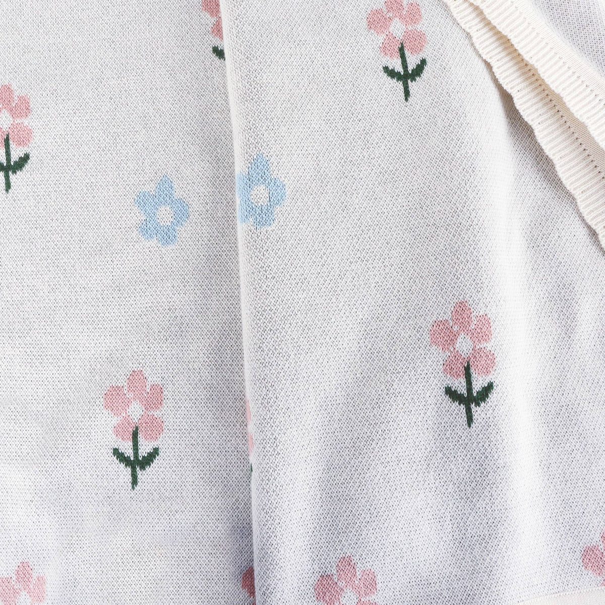 Sweet Floral -Organic Cotton Jacquard Knit Baby Blanket