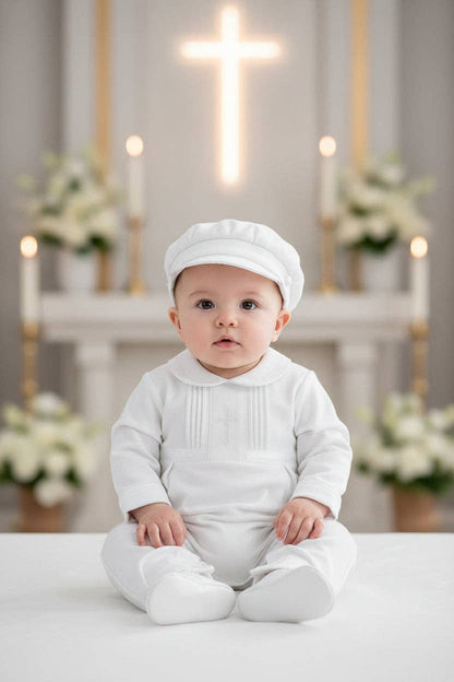Boys' Long Christening & Baptism Outfit Set – Soft Cotton with Cross by Carriage Boutique
