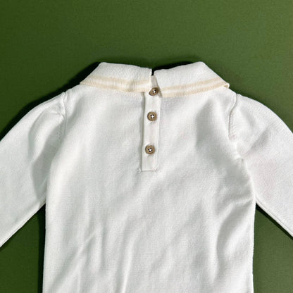 Dove White Cable Knit Baby Jumpsuit (Organic Cotton)