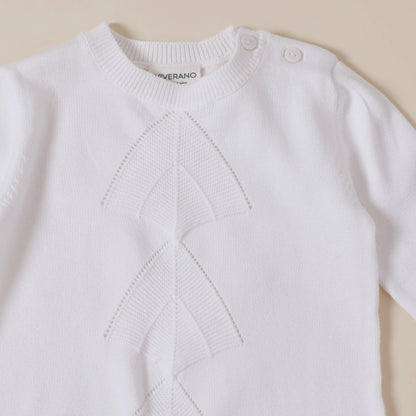 Dove White Pointelle Knit Baby Sleep Gown & Hat 2pc -Organic