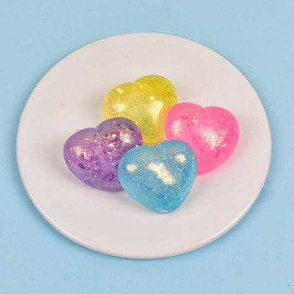 SugarSqueez Squishies® Glitter Heart Maltose Fidget Stress Ball (1pc) Assorted Colors